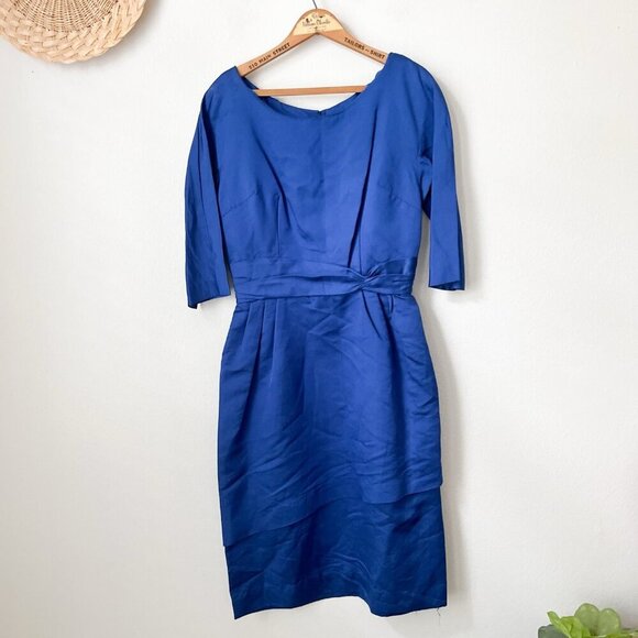Vtg Miss Brooks New York royal blue 50s midcentury dress knee length‎ M/L - Picture 1 of 7